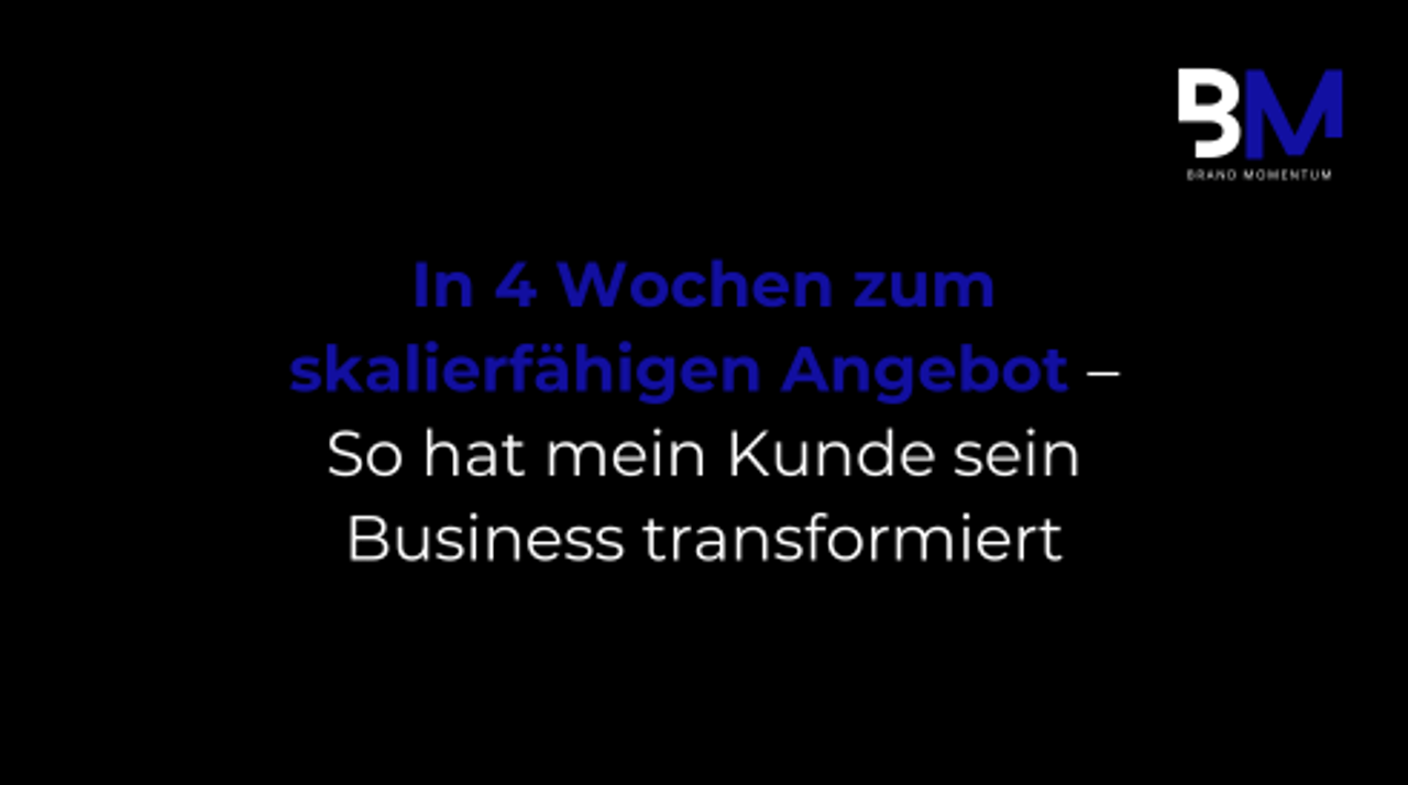 In 4 Wochen zum skalierfähigen Angebot